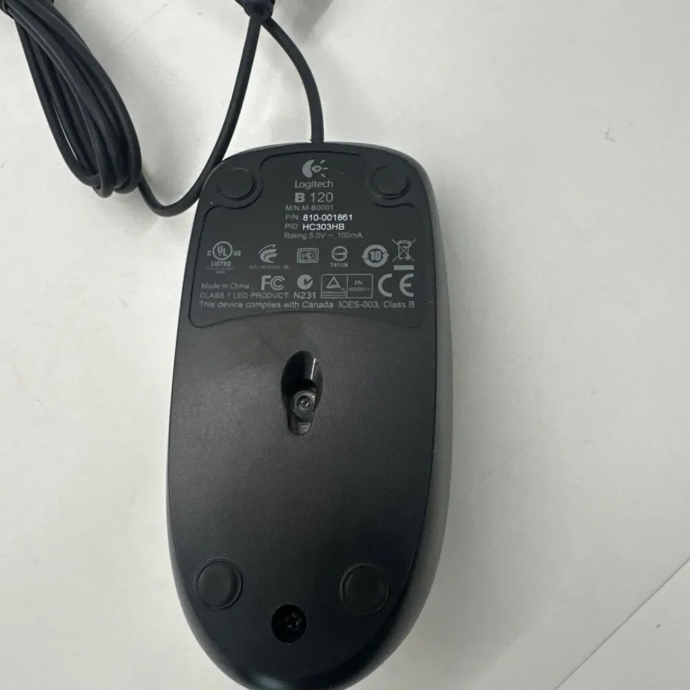 Logitech B120 USB Optical Wired Scroll Mouse (Black) 5.0V 100mA Combo Optical